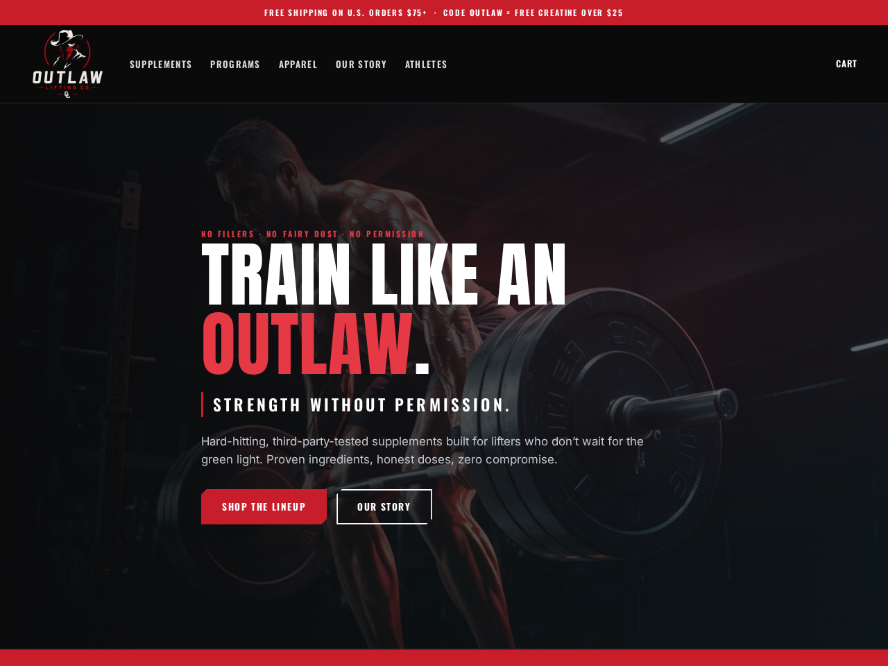 Outlaw Lifting live site preview